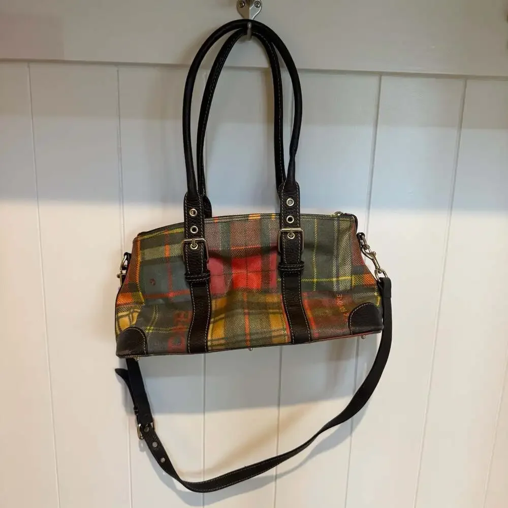 Dooney & Bourke Multi-Color Plaid Tartan Satchel Crossbody Bag